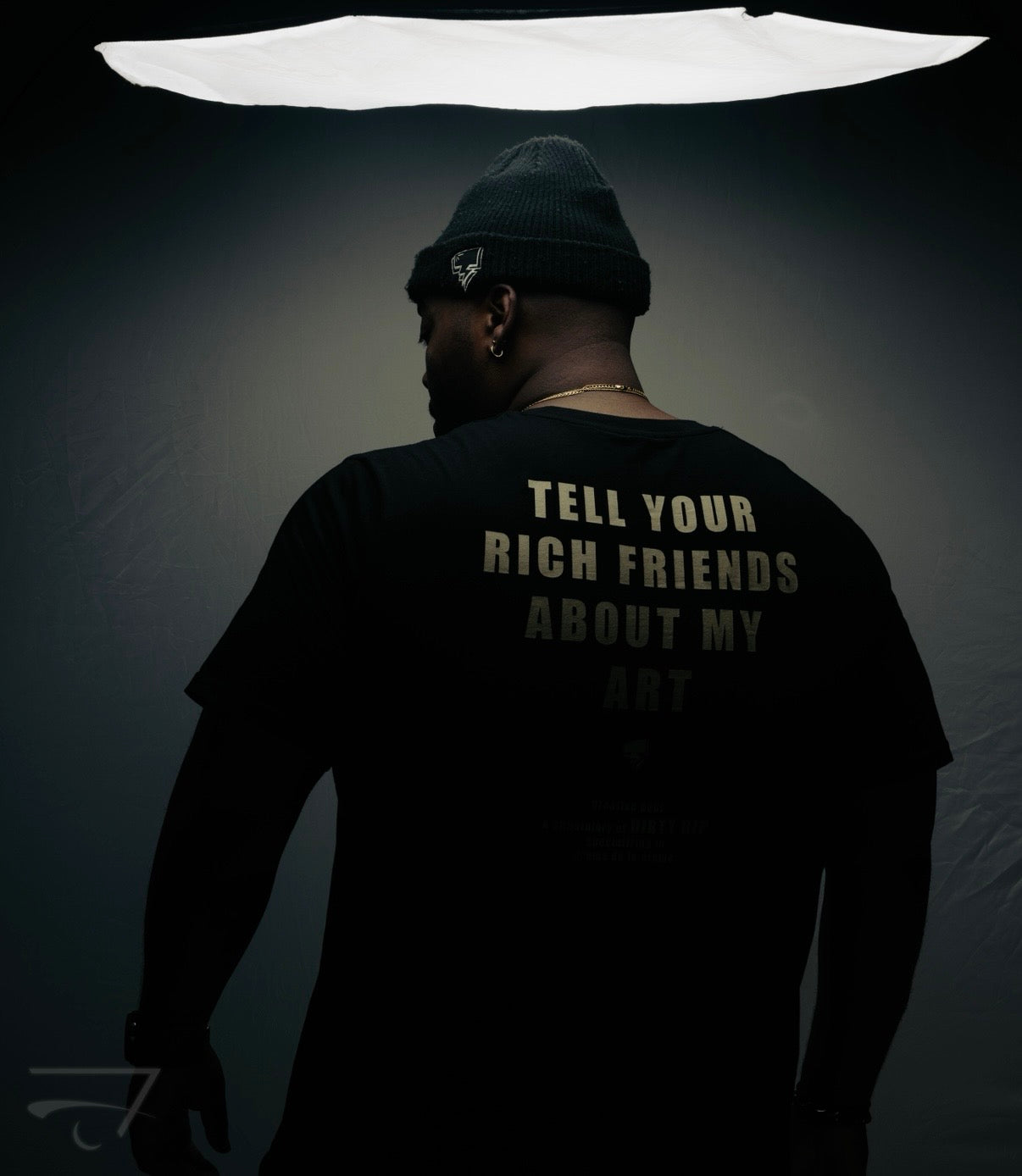 TYRFAMA GLD Print Unisex Organic Ribbed Neck T-shirt